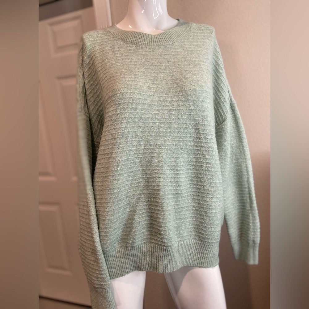 Vero Moda~NWT~Soft~Neptune Green Melange~Textured Knit~Pullover Sweater~Size XL